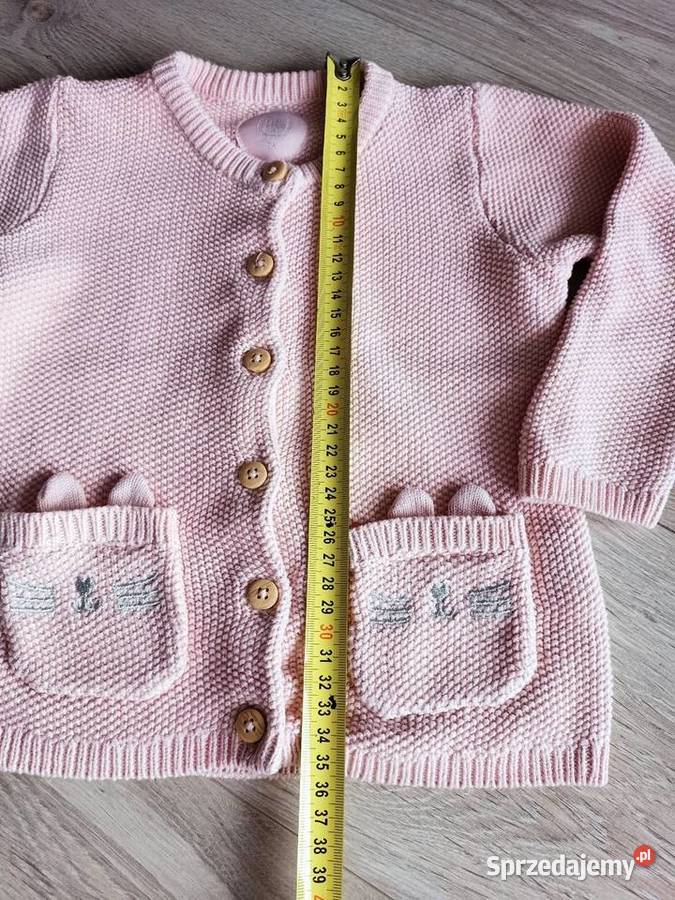 Sweter dziewczęcy różowy rozpinany z kieszeniami Płock