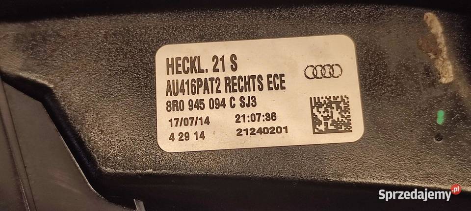 AUDI Q5 8R LAMPA PRAWY TYŁ 8R0945094C Lampy cofania