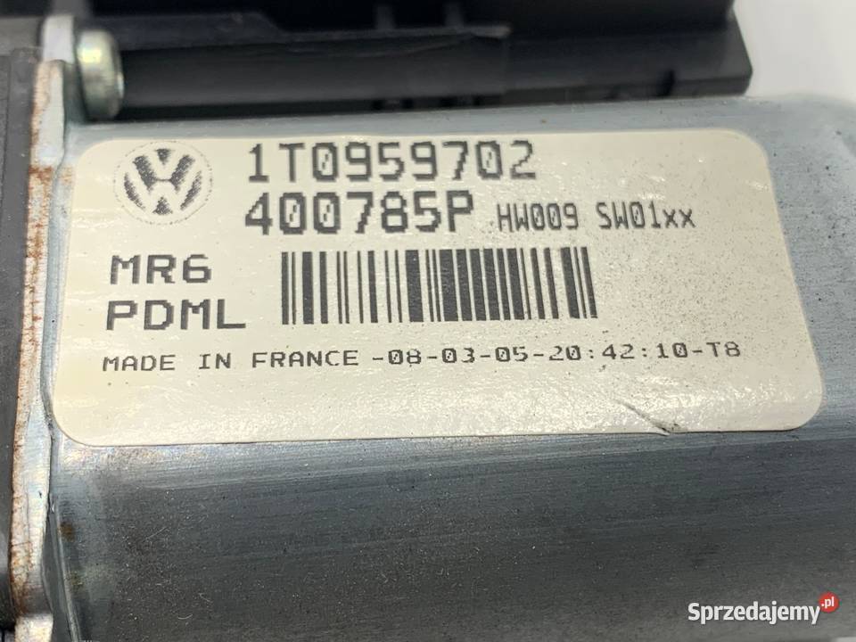 SILNIK PODNOSZENIA SZYBY PRAWY PRZÓD VW TOURAN Mechanizmy opuszczania szyb