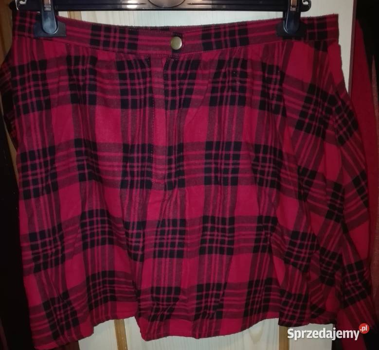 Krótka spódniczka mini w kratkę XS S M 34 36 38 czerwony Warszawa