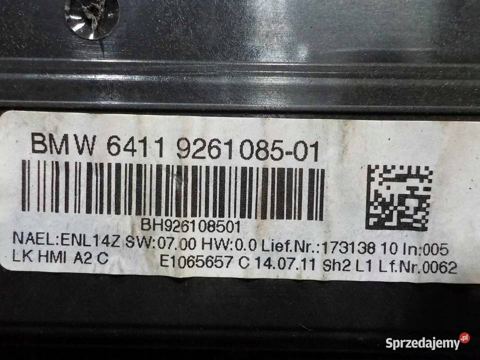 BMW 1 F20 11r panel klimatyzacji radia 9261085