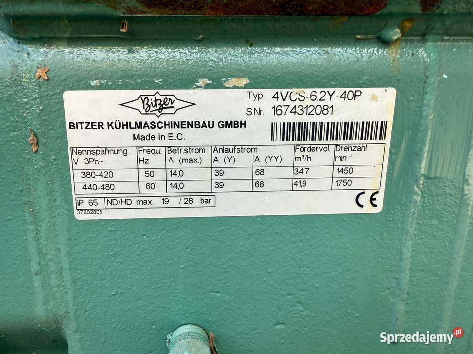 Sprężarka półhermetyczna Bitzer 22kW5C 40C opolskie Paczków sprzedam