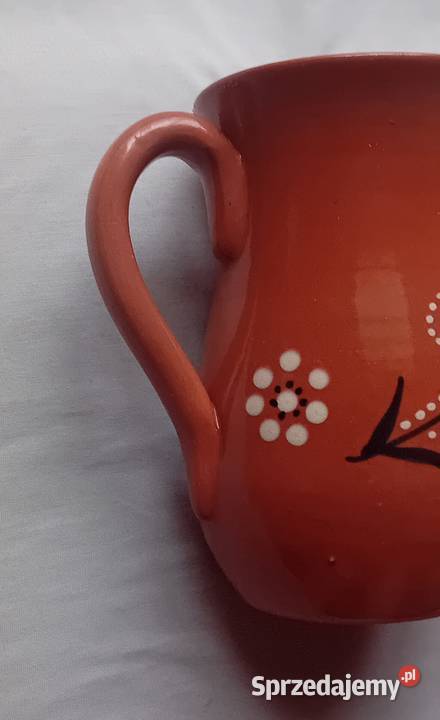 Ceramiczny ręcznie malowany dzbanek datowany Koźminek