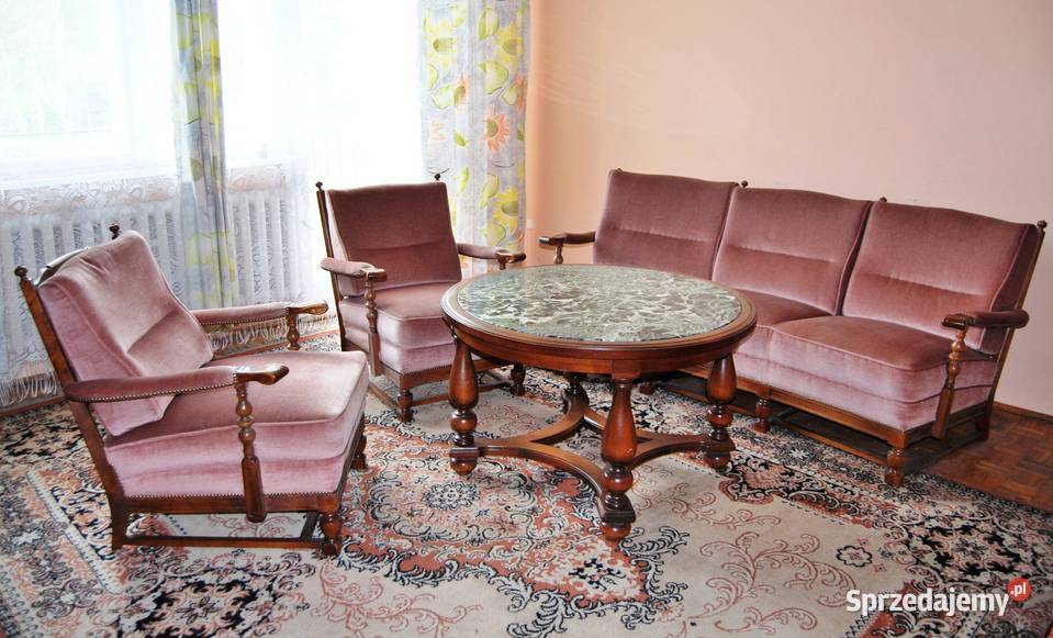 Stylowy stół stolik retro elegancki blat marmur 100cm Szczecin