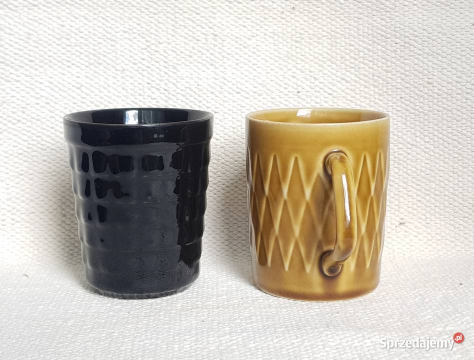 Porcelit Pruszków kubek Irenka czarny zygzaki Warszawa