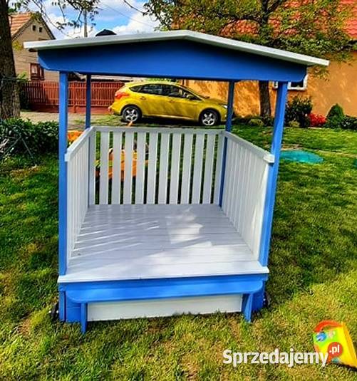 Piaskownica drewniana z domkiem ogrodowy domek Radków