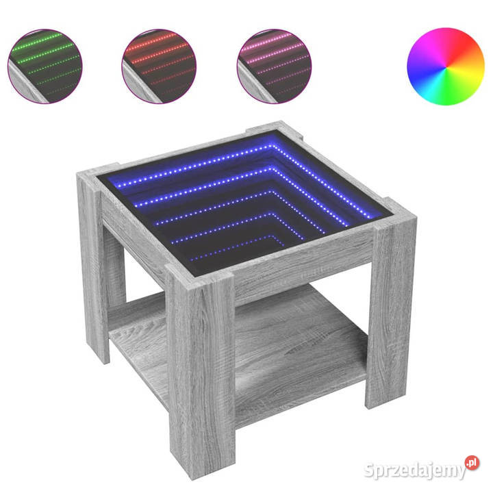 Stolik kawowy z LED szary dąb sonoma 53x53x45 Warszawa