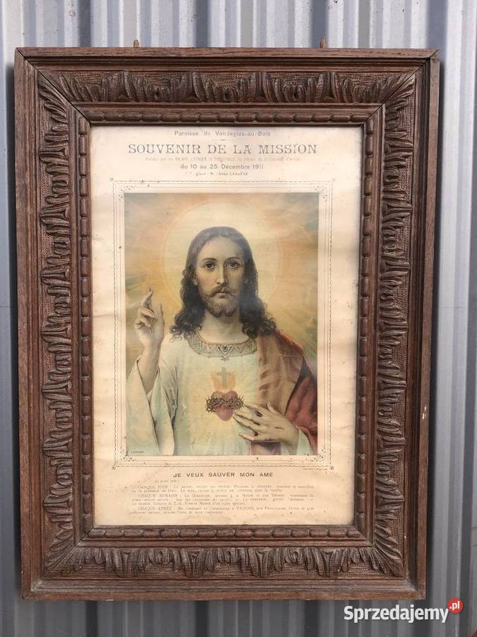 Jezus 1919 dębowa rama Łowicz