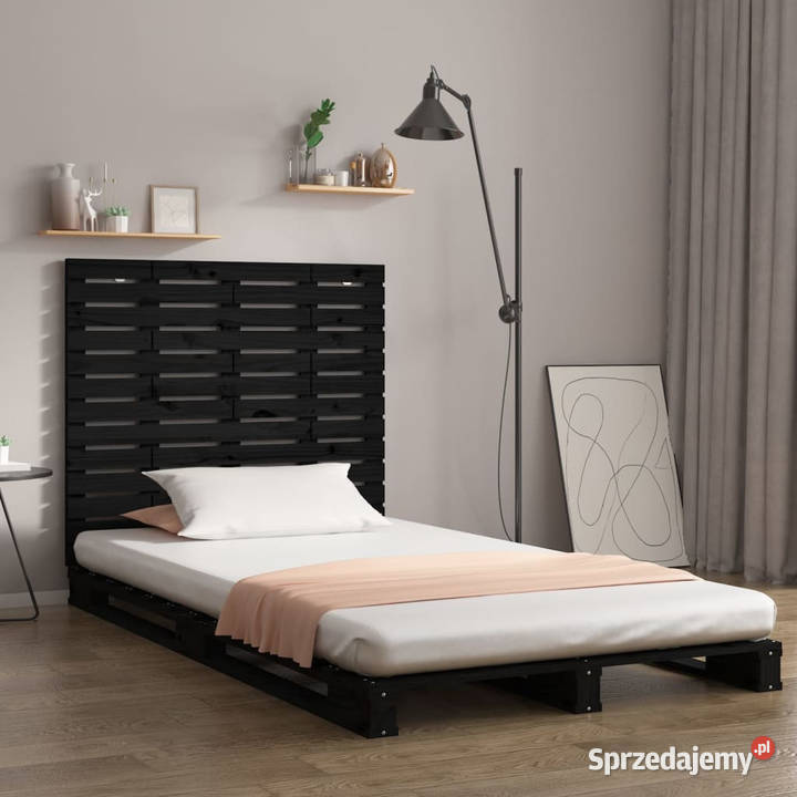 Wezgłowie łóżka czarne 141x3x915 lite drewno Warszawa