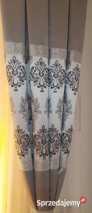 Zasłony blackout srebrny ornament Zasłony Mława