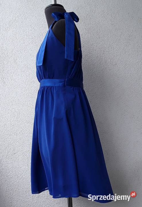 Zwiewna kobaltowa sukienka na jedno ramię r40 Warszawa