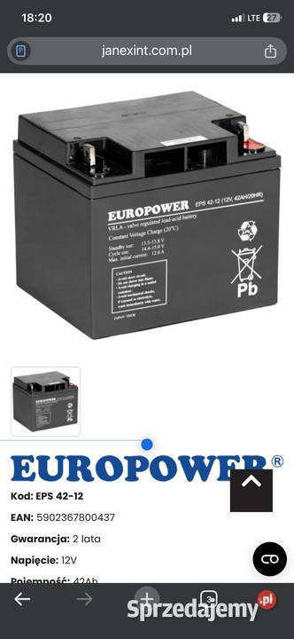 Euro Power 42AH12V nowe Lublin