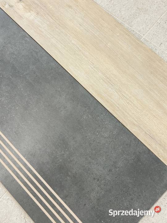Gres schody stopnica 30x120 grafit jasne drewno Zakopane