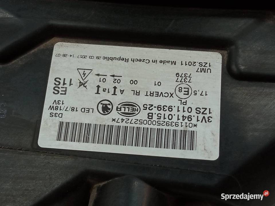 LAMPA PRZÓD LEWA EUROPA XENON 3V1941015B Skoda świętokrzyskie