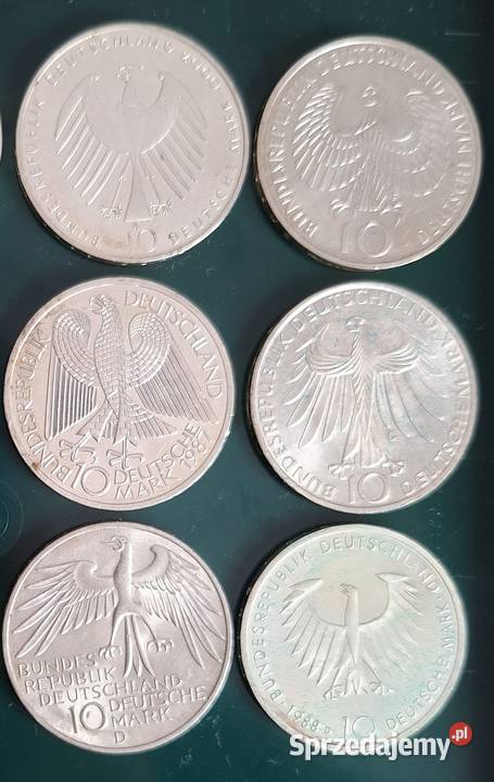 Zestaw Monet Ag 10 DM x 12 zestaw 4 Gliwice