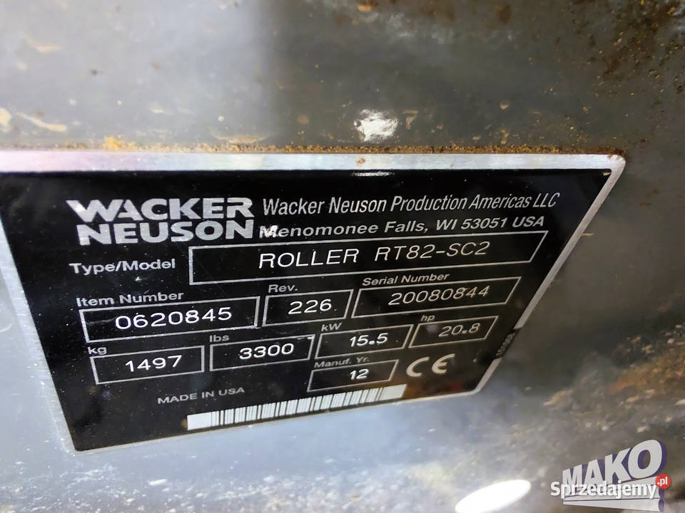 Wacker Neuson RT82SC2 RT 82 SC 2 2012 r 468 mtg Ostrowiec Świętokrzyski