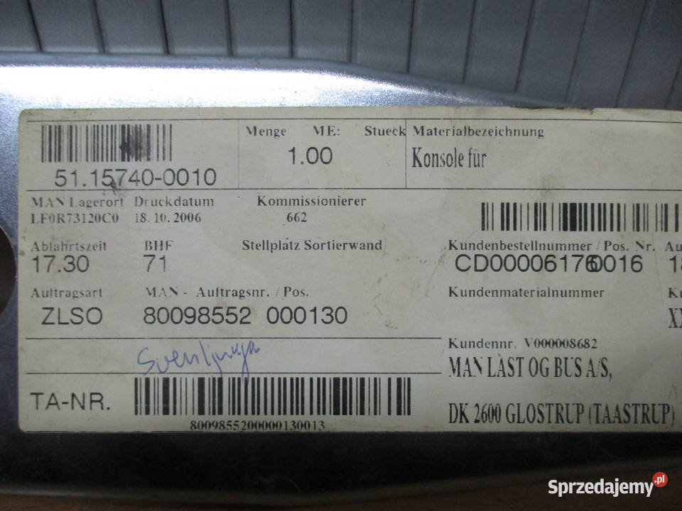 Wspornik Man 51157400010 Mogilno sprzedam