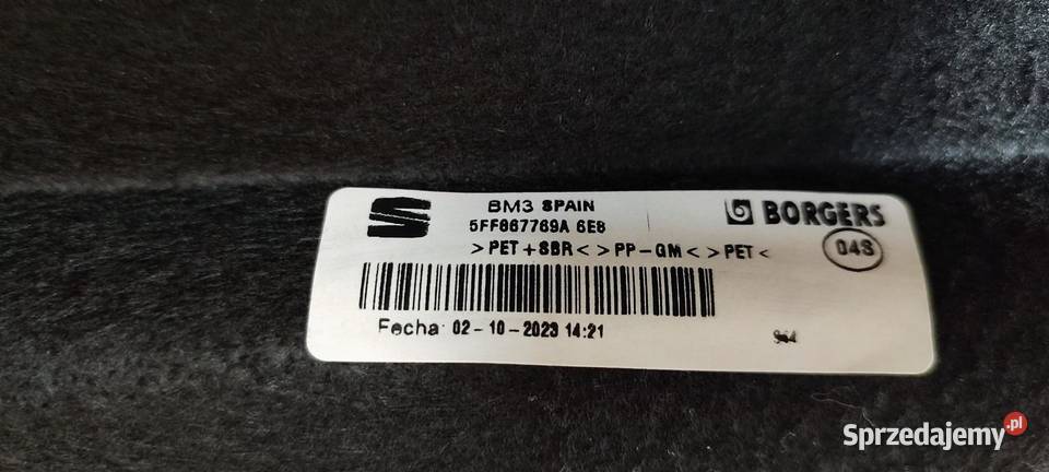 CUPRA FORMENTOR PÓŁKA BAGAŻNIKA 5FF867769A