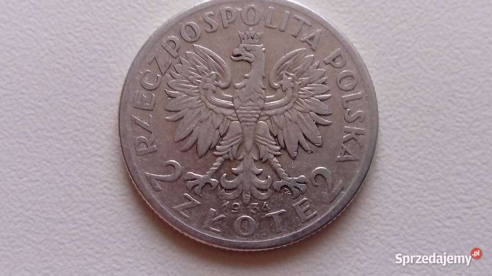 Moneta 2 1934 r Głowa kobiety Srebro rzadsza Mosina sprzedam