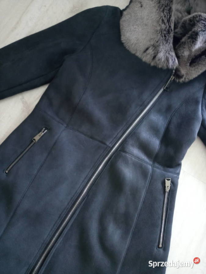 Kożuch naturalny nowy grafit Zimowa  Odzież damska sprzedam