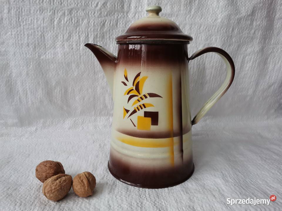 Stary duży metalowy dzbanek emalia Siemianowice Śląskie