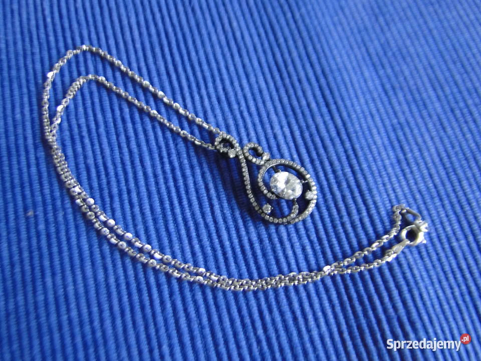 Ozdobny naszyjnik srebro oksydowane i cyrkonie srebro sprzedam