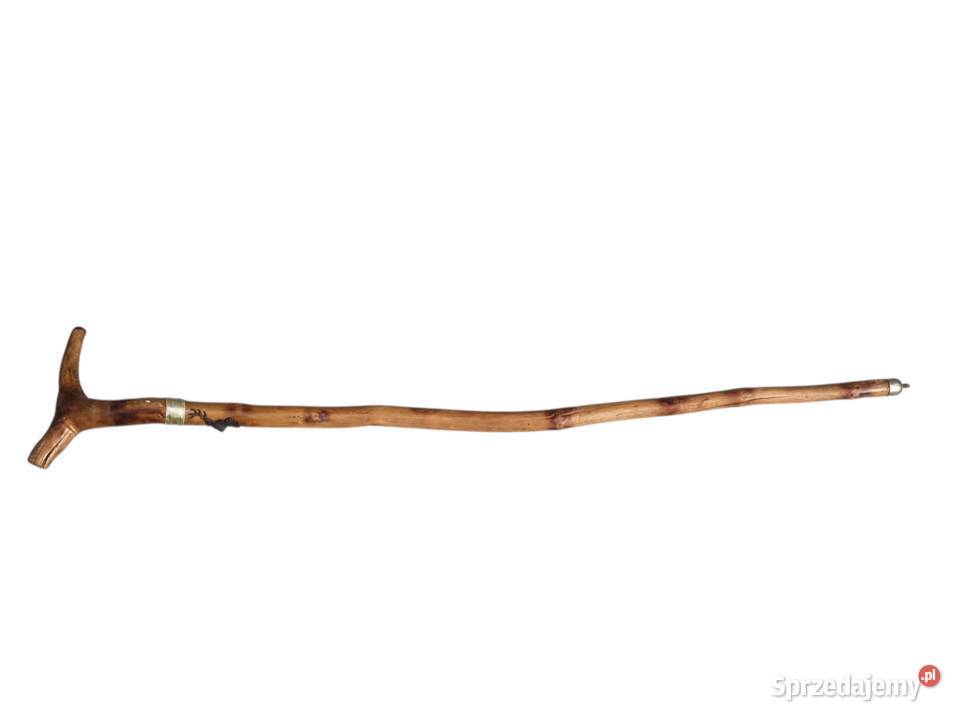Stara piękna drewniana laska ręcznie rzeźbiona Cieszyn