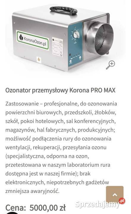 Ozonator przemysłowy KORONA – jak nowy, użyty 1 raz, 2 lata gwarancji