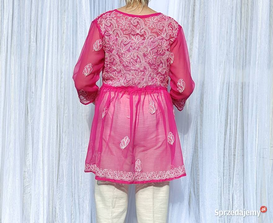 Bluzka tunika różowa róż S M haftowana etno boho