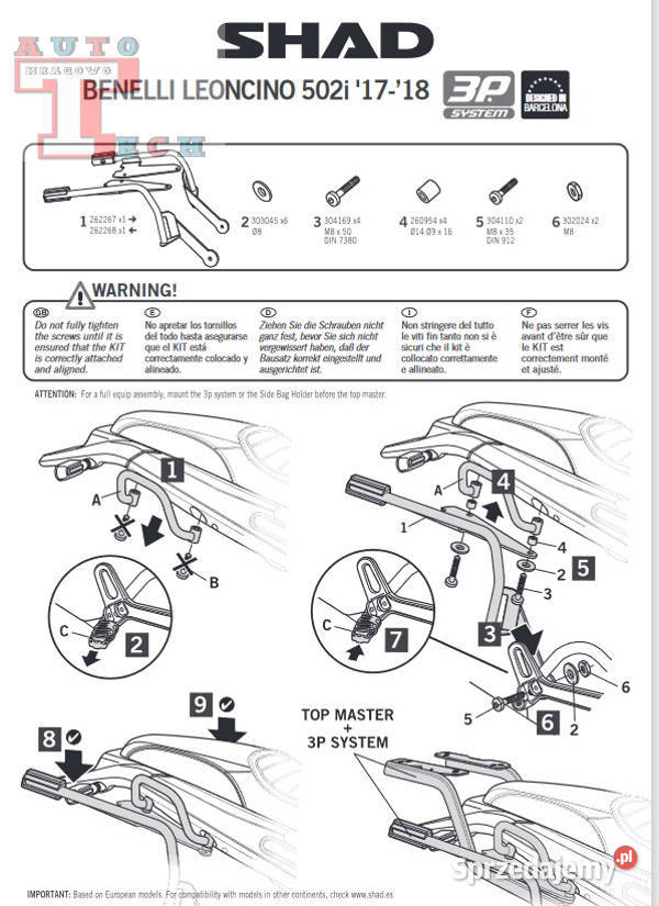 BENELLI LEONCINO TRAIL KUFRY BOCZNESTELAŻ SHAD Mrągowo