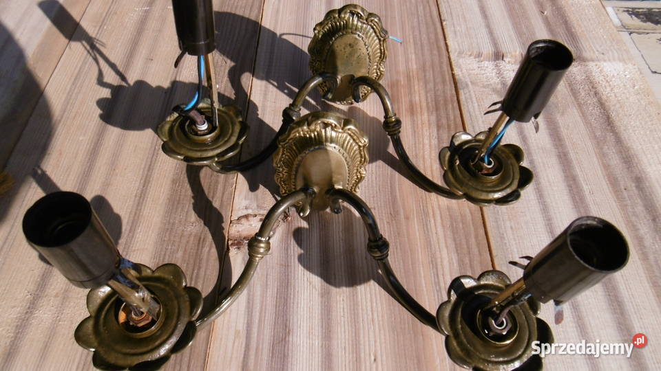 mosiężny kinkiet 2 mały cokół prl artdeco Namysłów