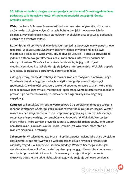 Notatki do matury z języka polskiego Warszawa