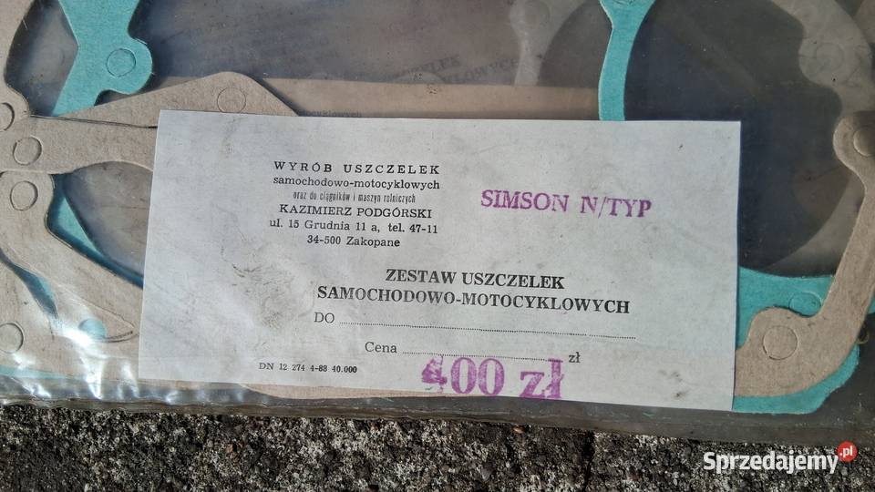 Uszczelki motocyklowe SimsonWSK 125Jawa 350Komar Uszczelki silnika i osprzętu Chrzanów