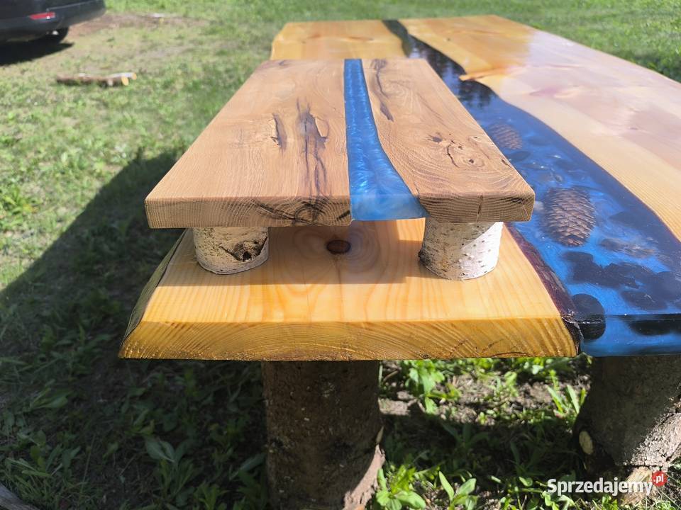 stolik blat drewno sosna żywica ogród salon dom Piaseczno
