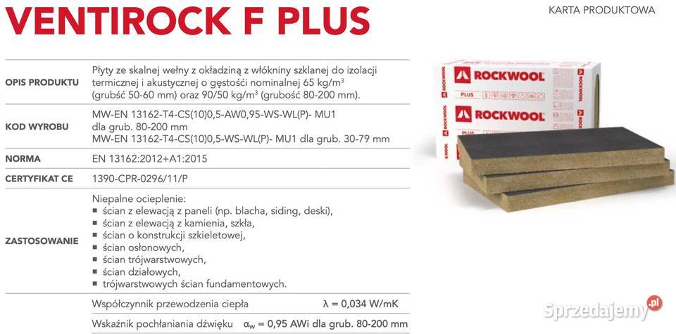 Wełna Rockwool Ventirock gr 100 i 160 mm Lesznowola sprzedam