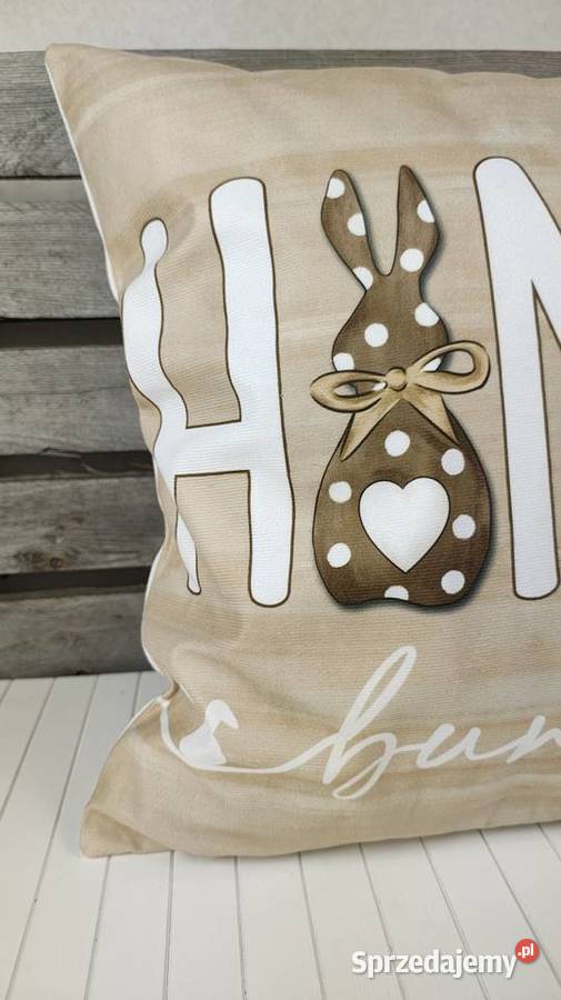 Poszewka na poduszkę wielkanocna beżowy Poduszki dekoracyjne łódzkie Łódź