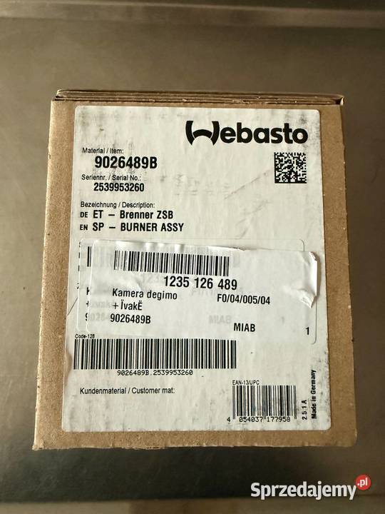 Nowy palnik Webasto Thermo Top V Części samochodowe śląskie Katowice sprzedam