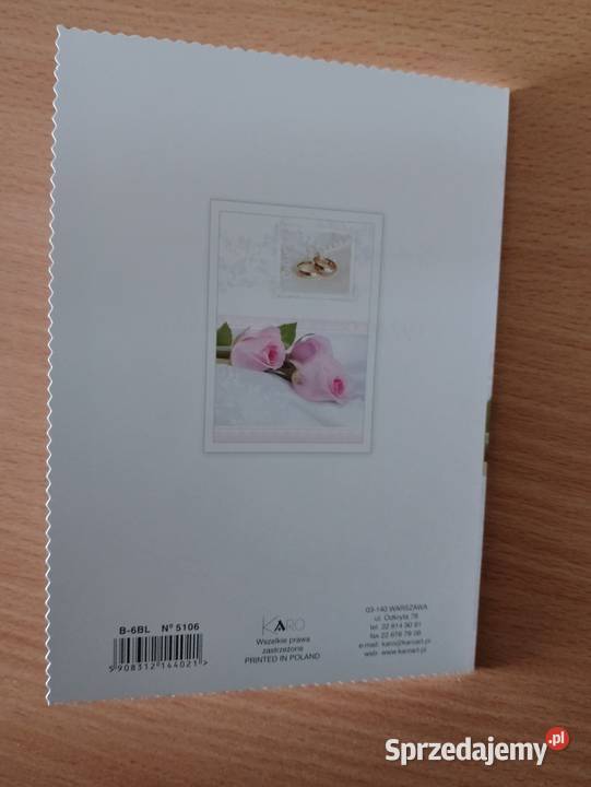 Kartka okolicznościowa z życzeniami W DNIU ŚLUBU Kartki okolicznościowe Oborniki