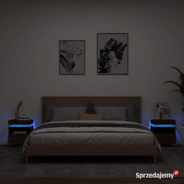 Szafki nocne z LED 2 brązowy dąb 40x39x485 Warszawa sprzedam
