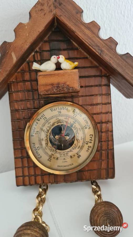 Drewniany barometr na ścianę domek z ptaszkami Gorlice sprzedam