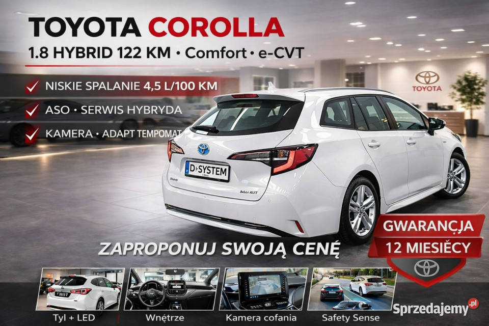 Toyota Corolla 2122 Salon Polska 18 HYBRID 1wł z 122KM podlaskie Białystok