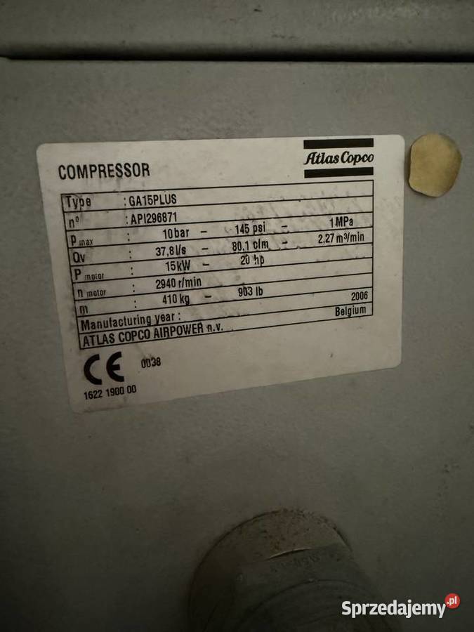 Kompresor śrubowy Atlas Copco GA 15 PLUS Katowice