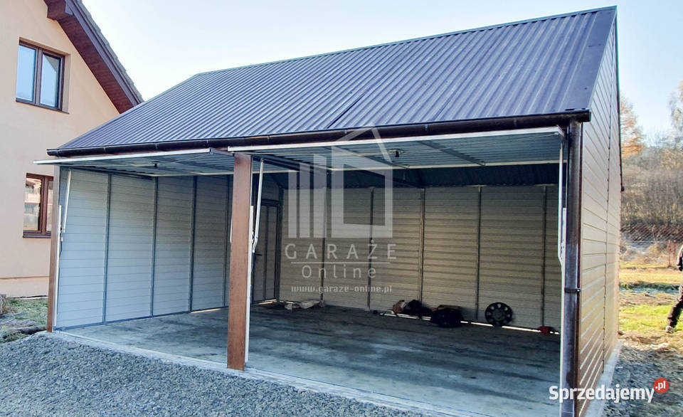GARAŻ BLASZANY 6m x 6m dwuspad 2x Brama drzwi 36m2 Lublin
