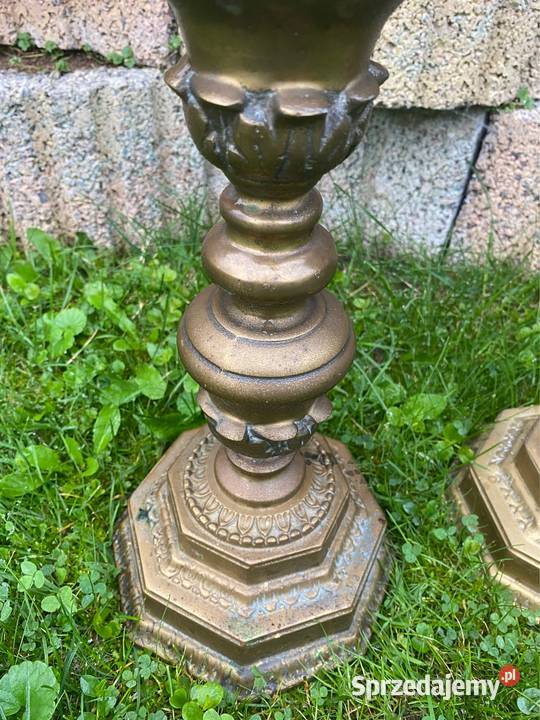Stare mosiężne świeczniki świecznik kandelabr Bystrzyca Kłodzka