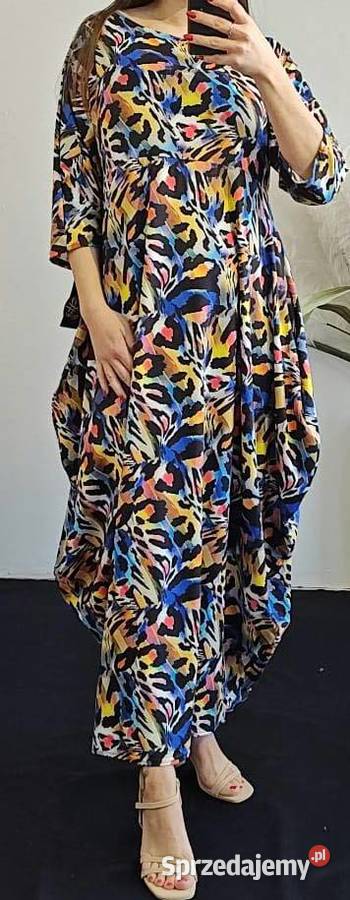 Sukienka maxi Taffi 4 wzory kolory czerwony Warszawa
