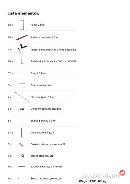 Używany zestaw rusztowania na szczyt 12x102 opolskie Stare Siołkowice