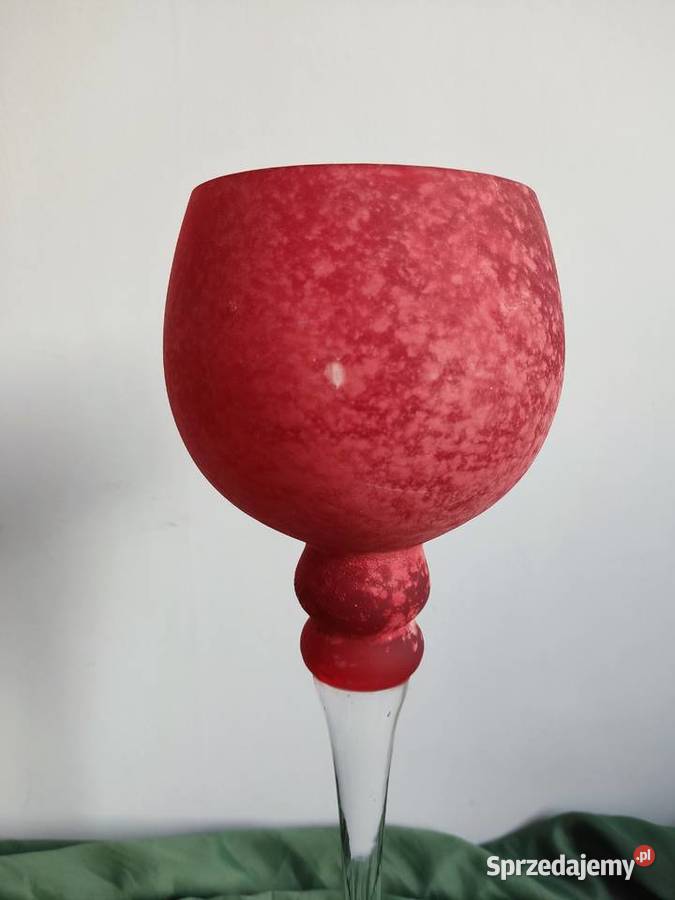 Kielich szklany czerwony lampion h40 Głuchołazy sprzedam