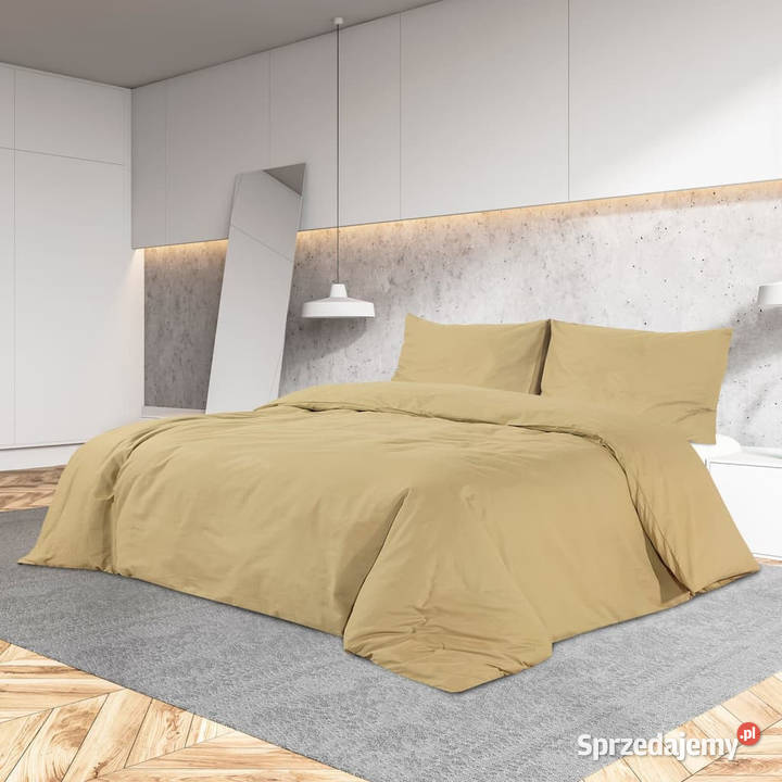 Zestaw pościeli kolor taupe 135x200 bawełna Pozostałe Warszawa