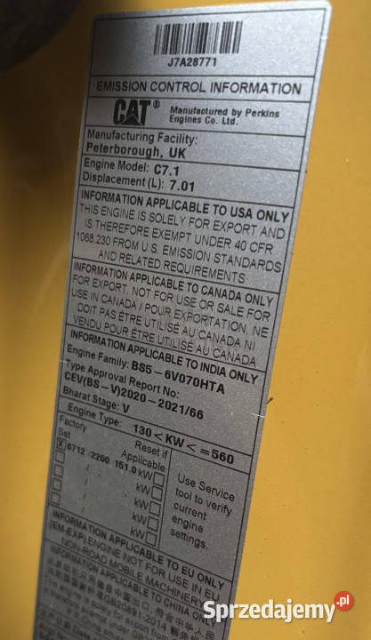 CAT Caterpillar Silnik 5947561 67122200 1510kW Pozostałe sprzedam
