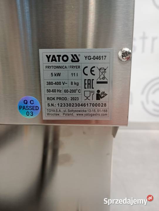 Frytownica 1komorowa 11L YATO YG04617 dolnośląskie Wrocław sprzedam